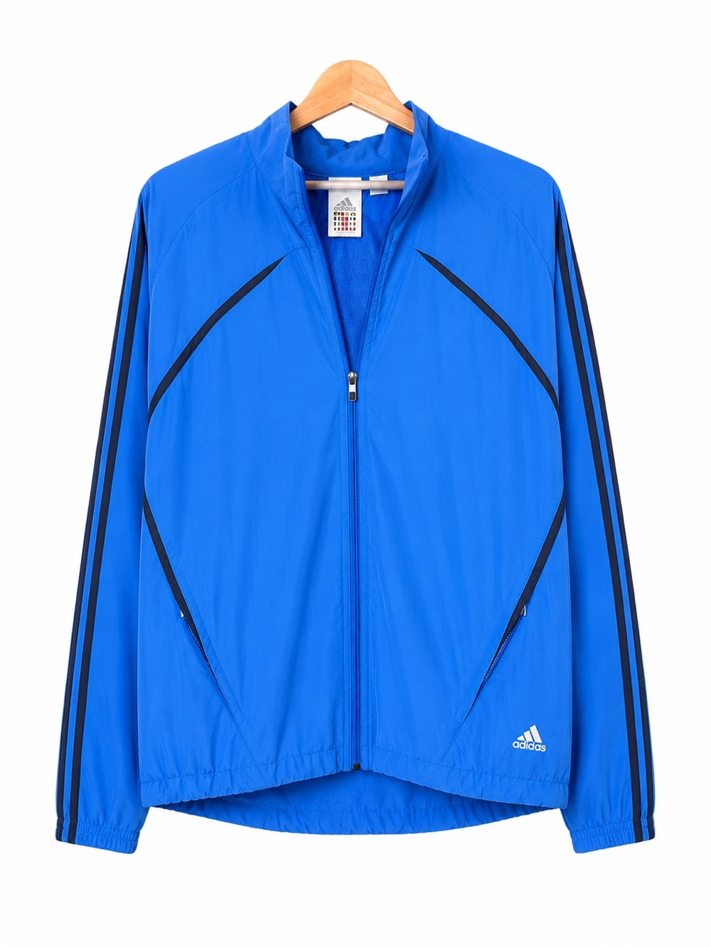 Vintage Adidas Blue Zip Track Jacket XL Lightweight Windbreaker 3 Stripe